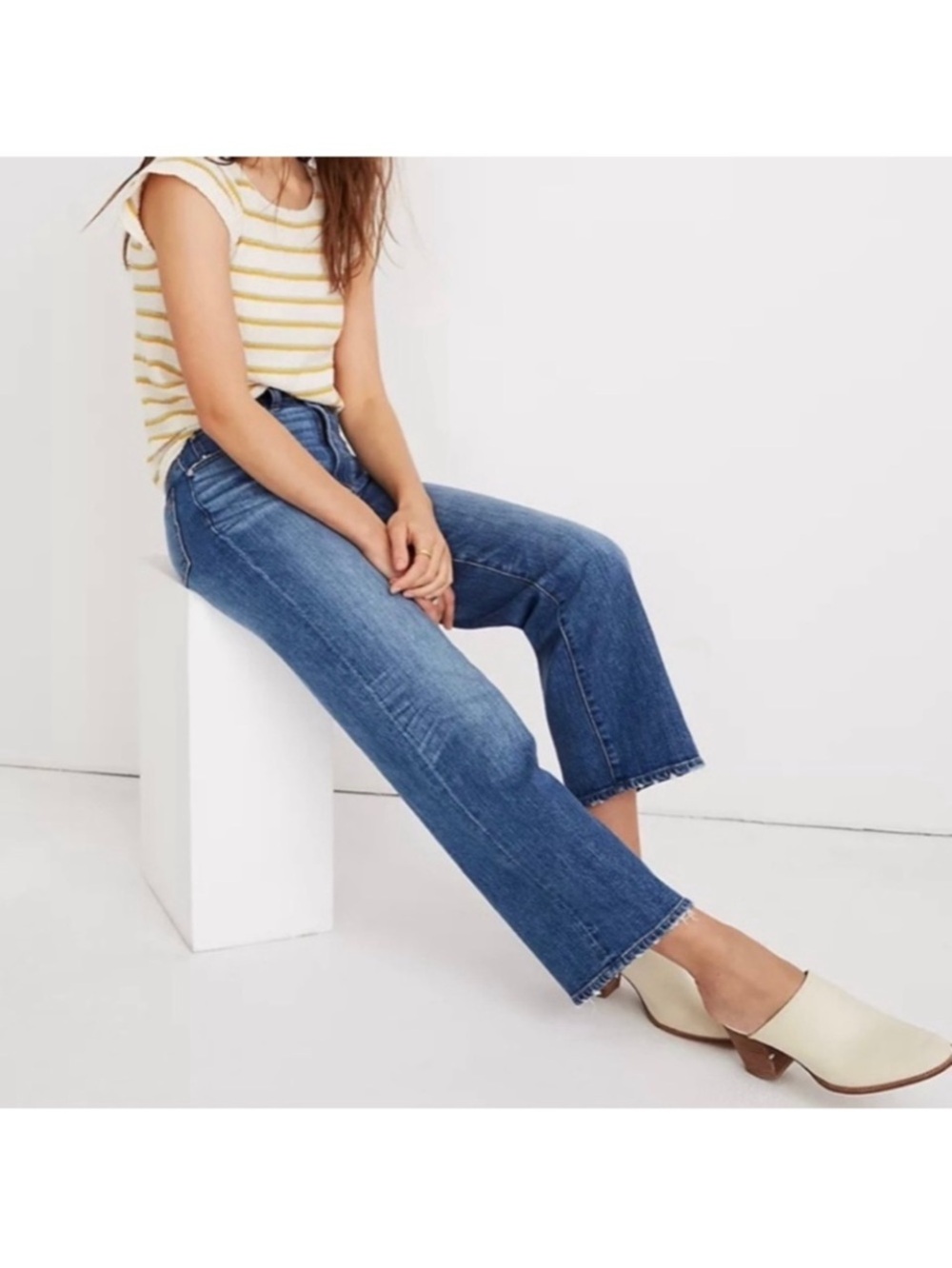 Madewell Womens Sz 30 Blue Mid Rise Kick Out Jeans Stretch Flare
